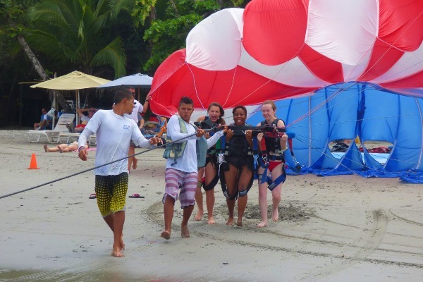Group parasailing from Manuel Antonio Beach